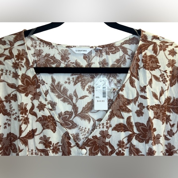 Reitmans Cropped Blouse Button Down Sleeveless V-Neck Cream Brown Size 3X NEW - Picture 4 of 11